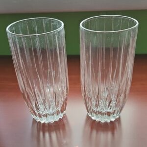 Mikasa Park Lane Clear Ribbed Highball Glasses - Set of 2 - 2 Available